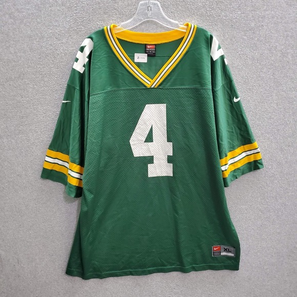 VINTAGE Green Bay Packers Men Jersey XL Green Brett Favre 4 Nike Made In USA - Picture 1 of 10